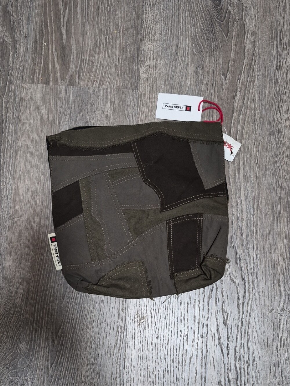 ZARA Olive Patchwork Drawstring Pouch/Wristlet– SRPLS Collection